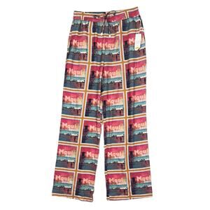 NWT C&C California Maui Beach Tropical Print Linen Blend Pants Size Small